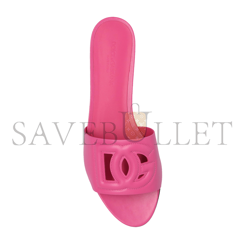 DOLCE GABBANA PINK SLIDES WITH LOGO CQ0436AY32980441